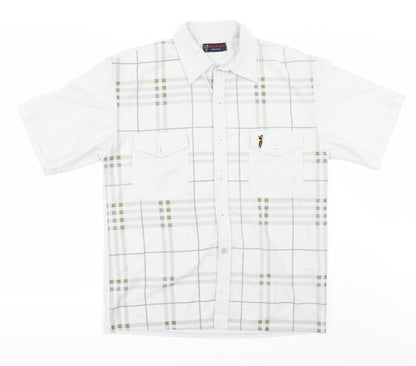 KAIDITE Mens Beige Check   Button-Up Size L