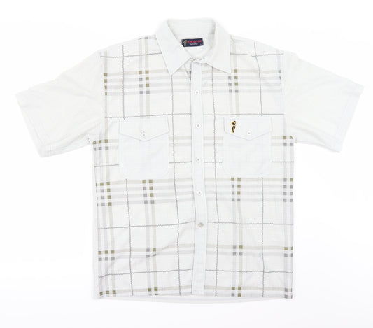 KAIDITE Mens Beige Check   Button-Up Size L