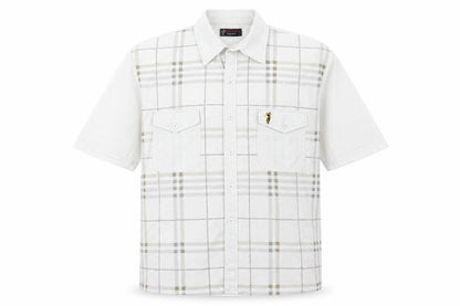 KAIDITE Mens Beige Check   Button-Up Size L