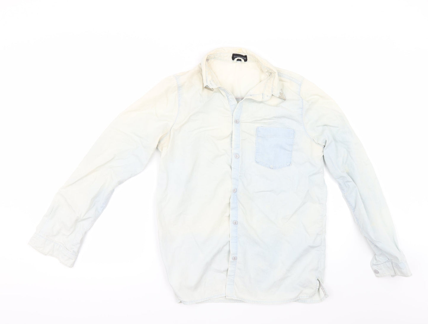 Womens UK Size 8 Topshop Blue Tunic Button-Up