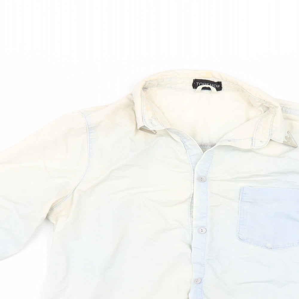 Womens UK Size 8 Topshop Blue Tunic Button-Up