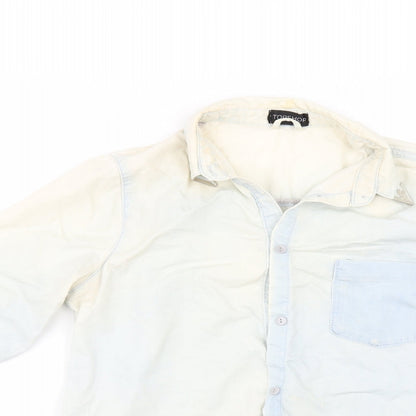 Womens UK Size 8 Topshop Blue Tunic Button-Up