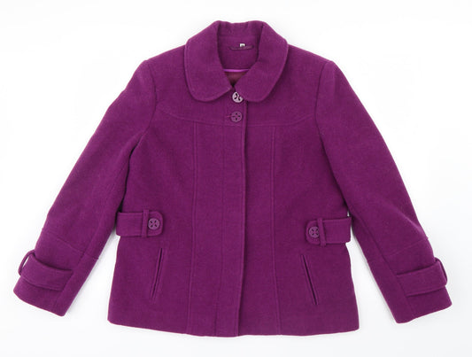 Klass Womens Purple   Pea Coat Coat Size 14