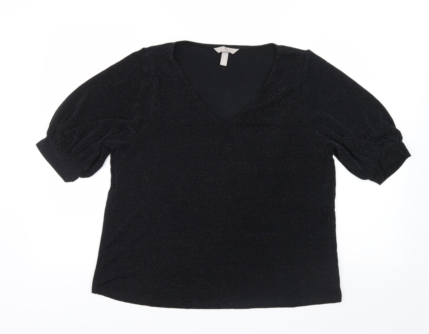 Womens UK Size M H&M Black Basic Blouse