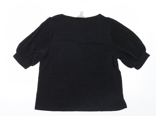 Womens UK Size M H&M Black Basic Blouse