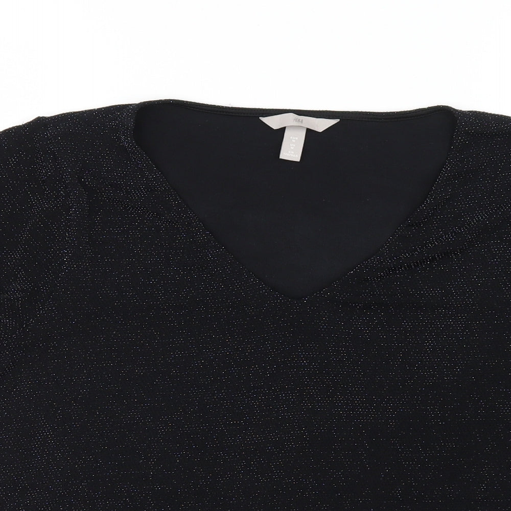 Womens UK Size M H&M Black Basic Blouse