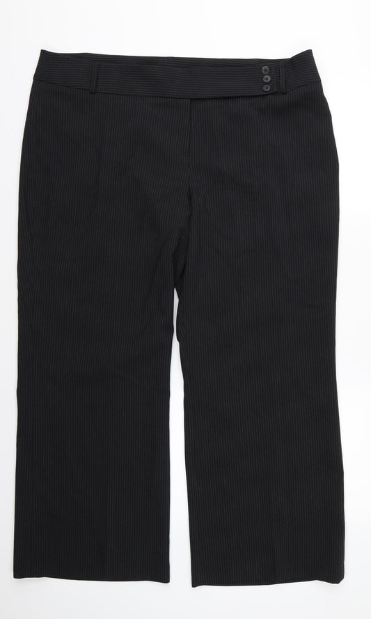 F&F Womens Black Striped Rayon Trousers  Size 20 L30 in - Short leg