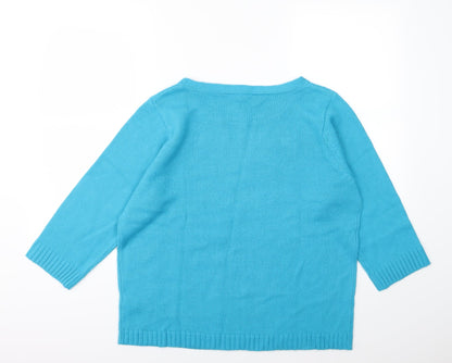 Note Womens Blue  Knit Pullover Jumper Size 16