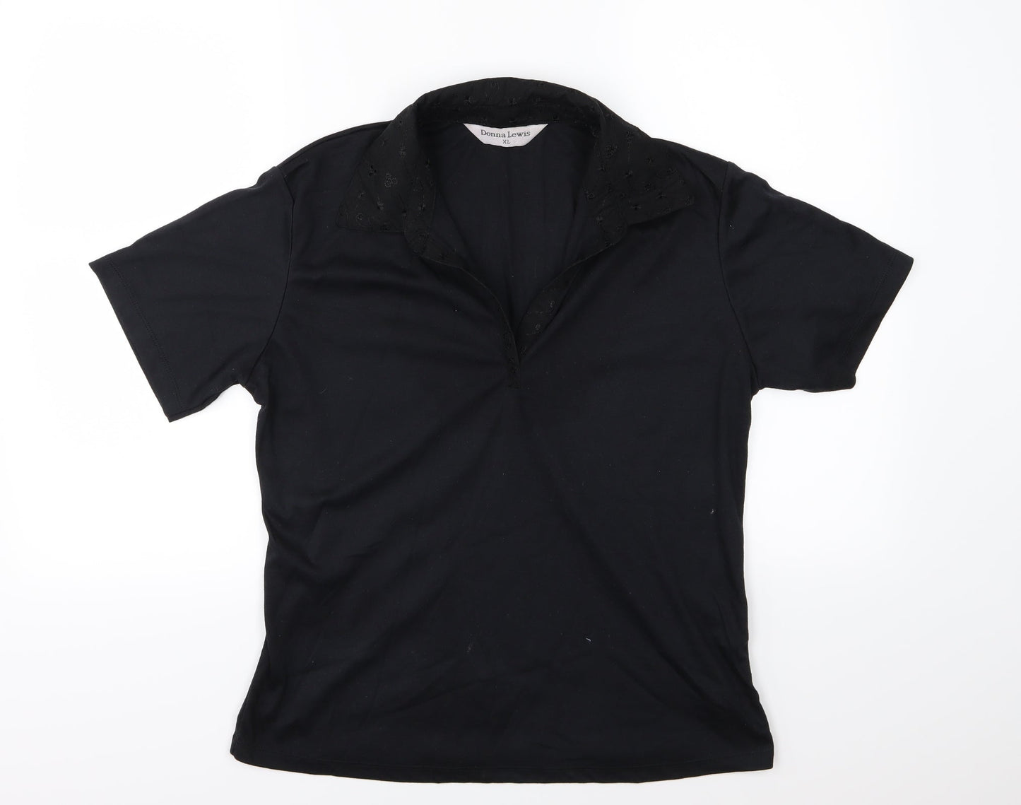 Donna Lewis Womens Black  Jersey Basic T-Shirt Size XL