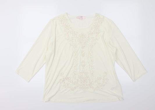 Julipa Womens Ivory   Basic Blouse Size 16  - Sequin