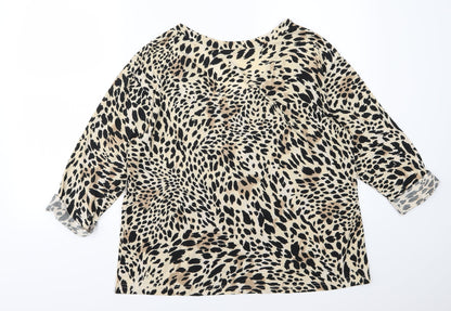 Supre Womens Brown Animal Print Jersey Basic T-Shirt Size S  - oversized