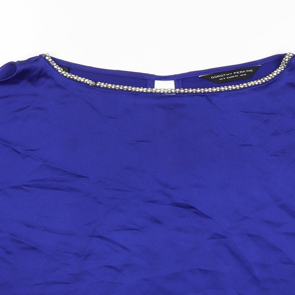 Womens UK Size 12 Dorothy Perkins Blue Basic Blouse