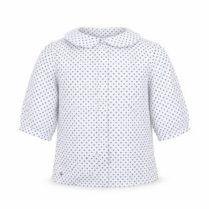 Over kids Girls White Polka Dot  Basic Blouse Size 6 Years