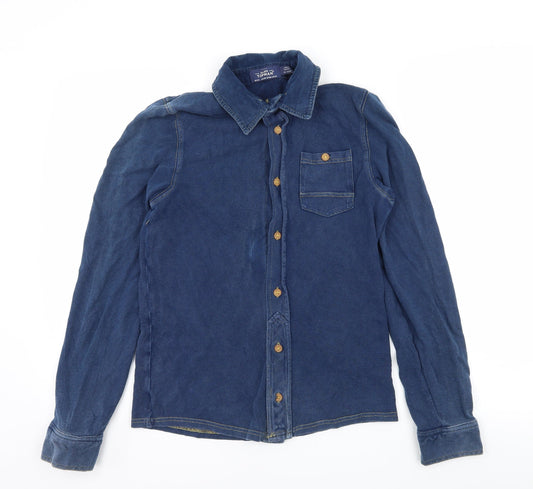 Topshop Mens Blue  Jersey  Button-Up Size XS