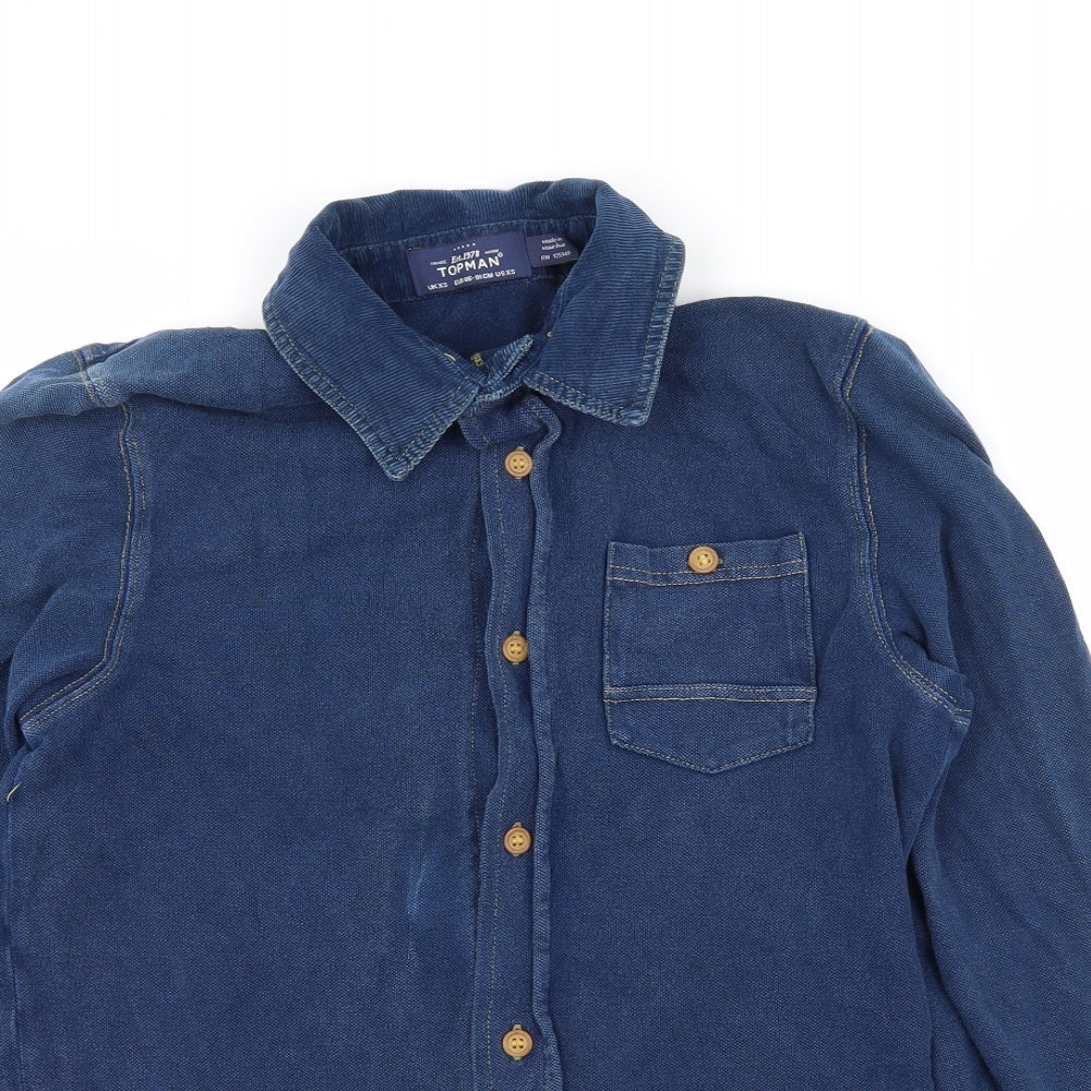 Topshop Mens Blue  Jersey  Button-Up Size XS