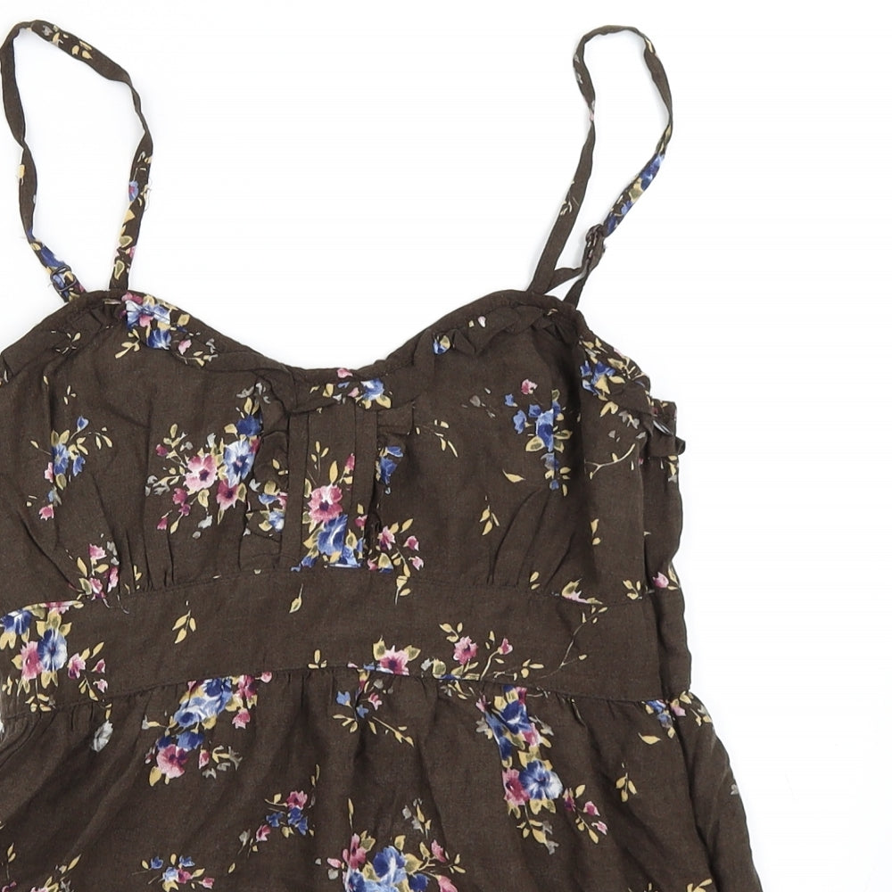 Womens UK Size S Preworn Brown Basic Blouse