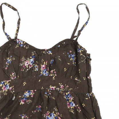 Womens UK Size S Preworn Brown Basic Blouse