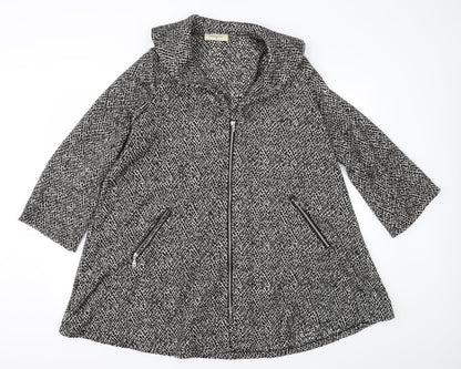 Monacco Womens Black Animal Print  Overcoat Coat Size 12