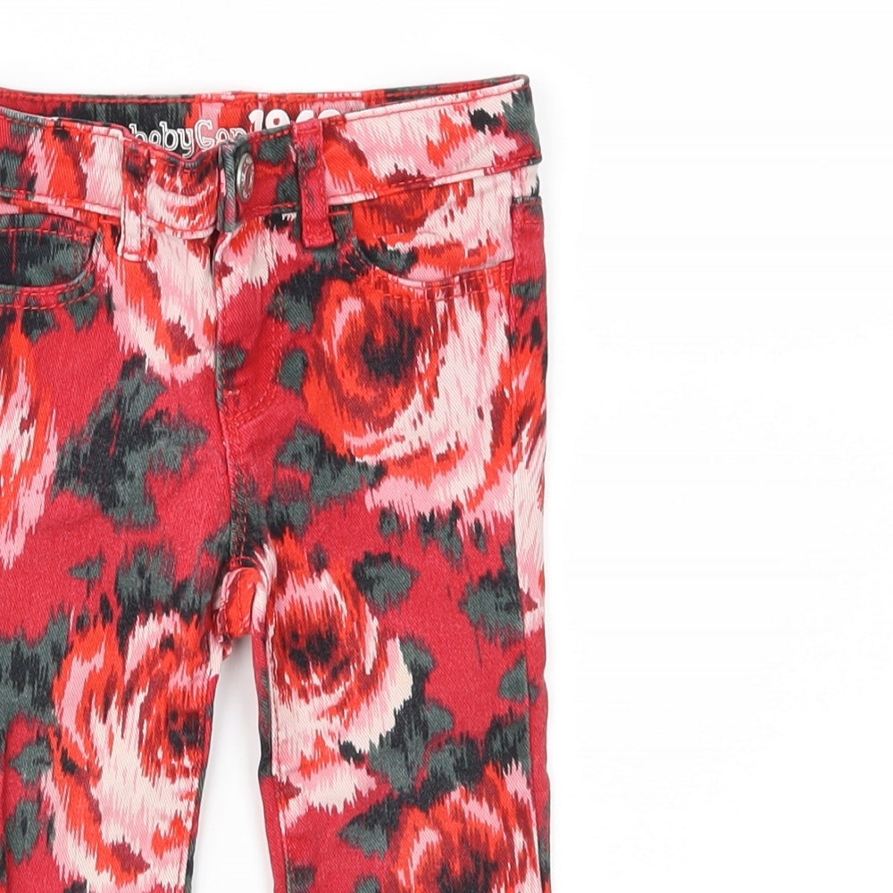 GA Girls Red Floral Denim Capri Jeans Size 18-24 Months