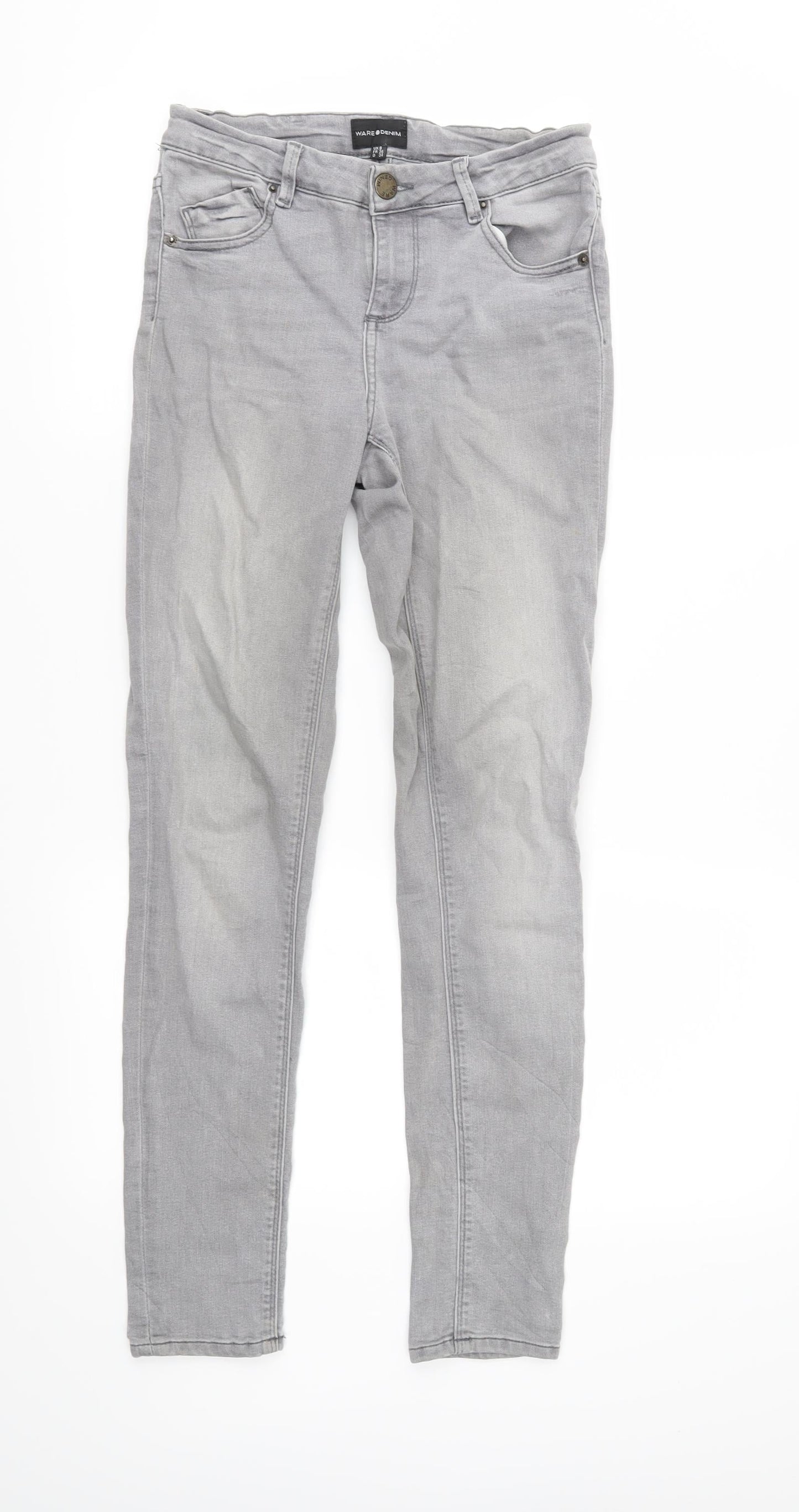 Womens UK Size 8 Warehouse Regular Fit Skinny Grey Jeans
