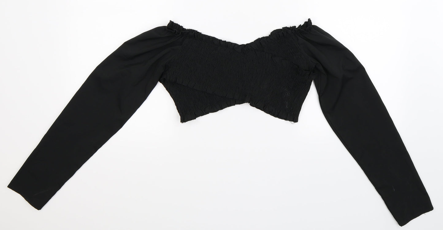 Womens UK Size 6 Nasty Gal Black Cropped Blouse