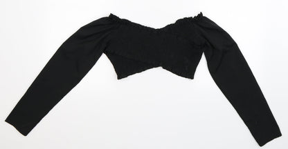 Womens UK Size 6 Nasty Gal Black Cropped Blouse
