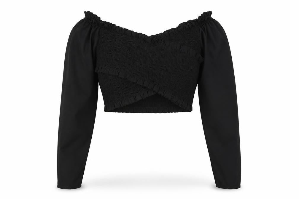 Womens UK Size 6 Nasty Gal Black Cropped Blouse