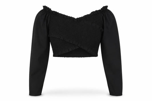 Womens UK Size 6 Nasty Gal Black Cropped Blouse