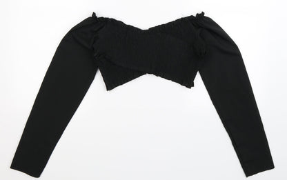 Womens UK Size 6 Nasty Gal Black Cropped Blouse