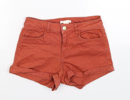 H&M Womens Brown  Denim Hot Pants Shorts Size 6