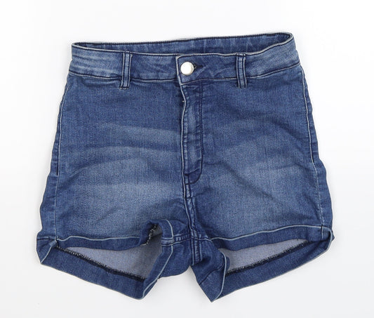 H&M Womens Blue  Denim Hot Pants Shorts Size 26 in