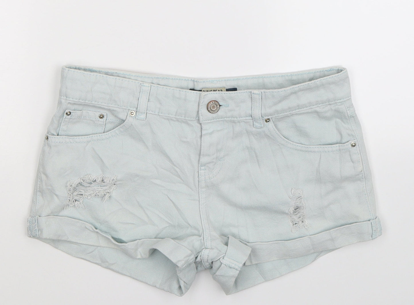 Pull&Bear Womens Blue  Denim Hot Pants Shorts Size 30 in