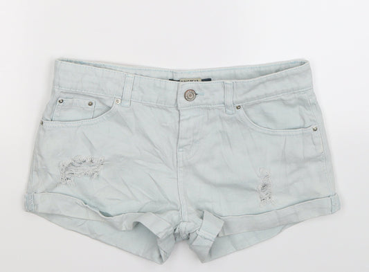 Pull&Bear Womens Blue  Denim Hot Pants Shorts Size 30 in