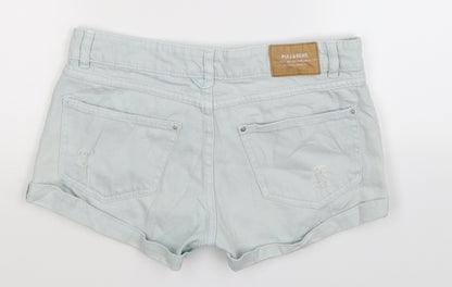 Pull&Bear Womens Blue  Denim Hot Pants Shorts Size 30 in