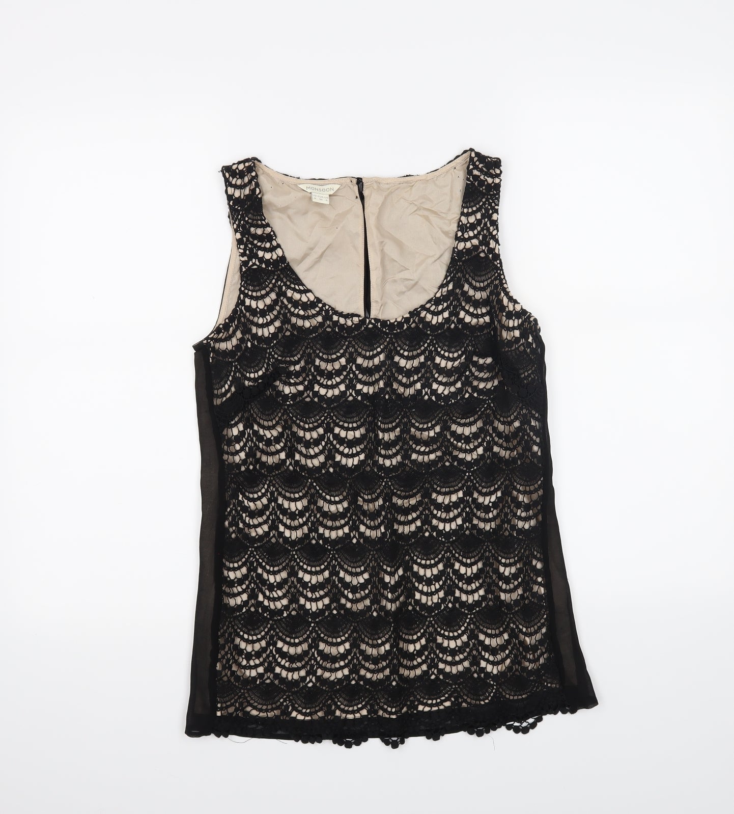 Womens UK Size 8 Monsoon Black Basic Tank