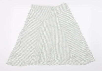 H&M Womens Green Striped  Skater Skirt Size 14