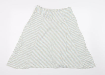 H&M Womens Green Striped  Skater Skirt Size 14