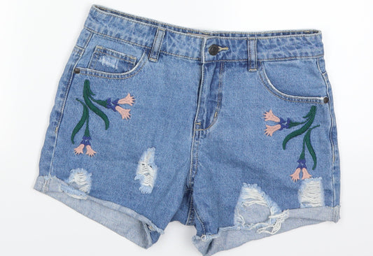 VERO MODA Womens Blue   Cut-Off Shorts Size 8