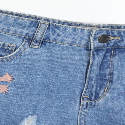 VERO MODA Womens Blue   Cut-Off Shorts Size 8