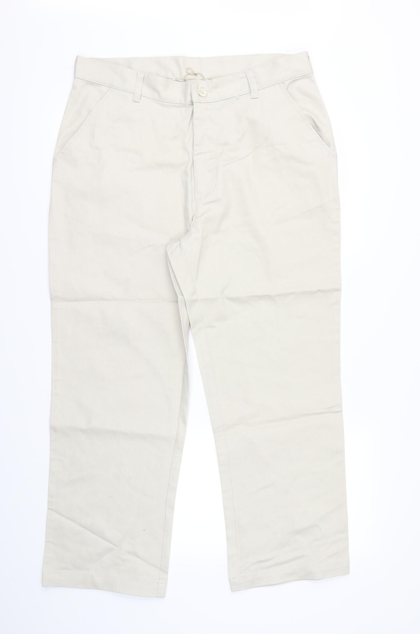 Mens UK Size S Cotton Traders Regular Fit Dress Pants Beige Trousers