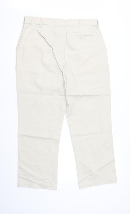 Mens UK Size S Cotton Traders Regular Fit Dress Pants Beige Trousers