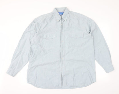 Mens UK Size M Blue jeans Blue  Button-Up Long Sleeve Casual Shirt