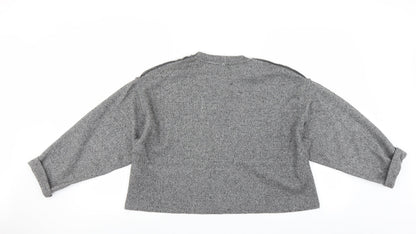 Zara Womens Grey   Pullover Jumper Size S  - CROPPED distressed neckline