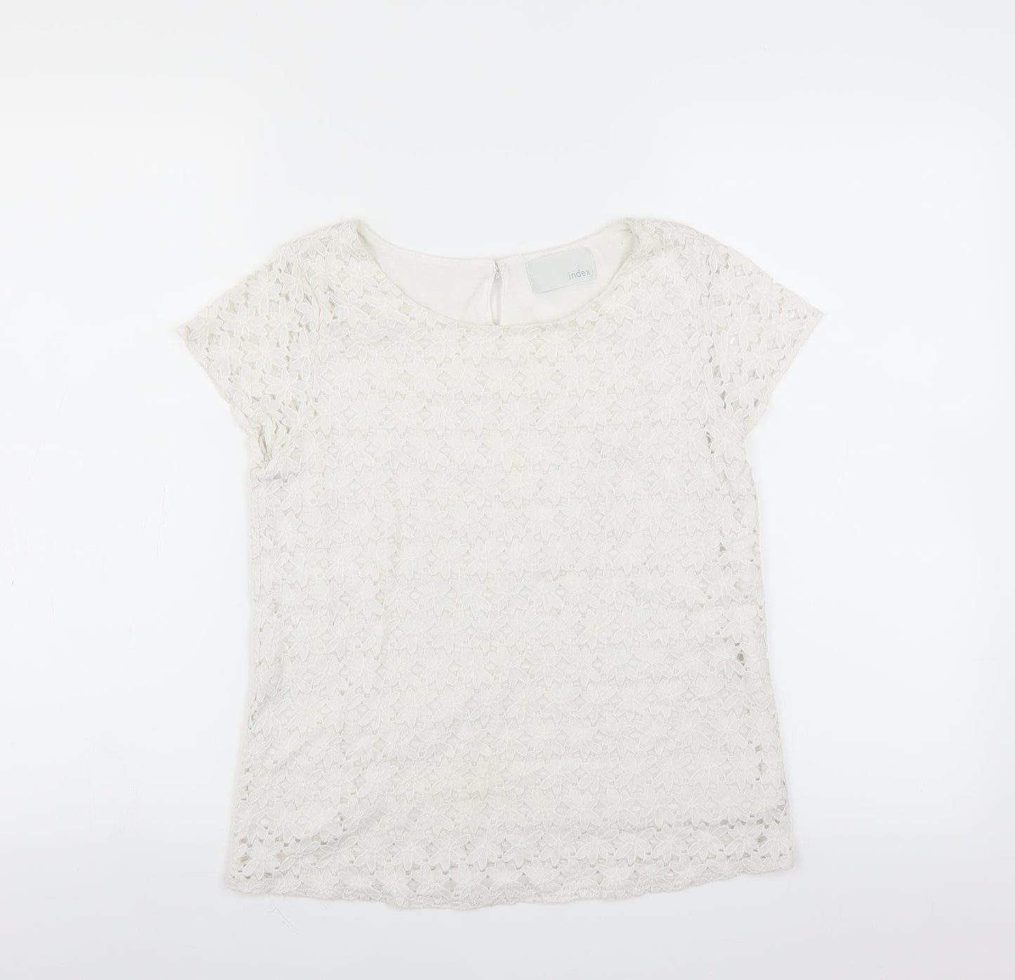 Index Womens White Floral  Basic Blouse Size M