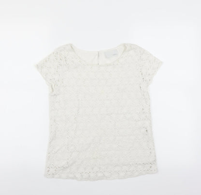 Index Womens White Floral  Basic Blouse Size M