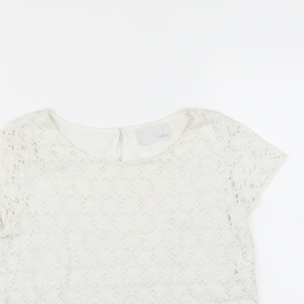 Index Womens White Floral  Basic Blouse Size M