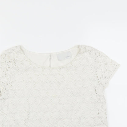 Index Womens White Floral  Basic Blouse Size M