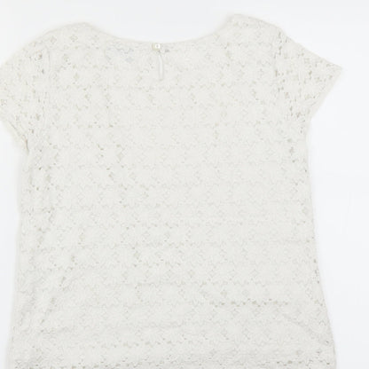 Index Womens White Floral  Basic Blouse Size M