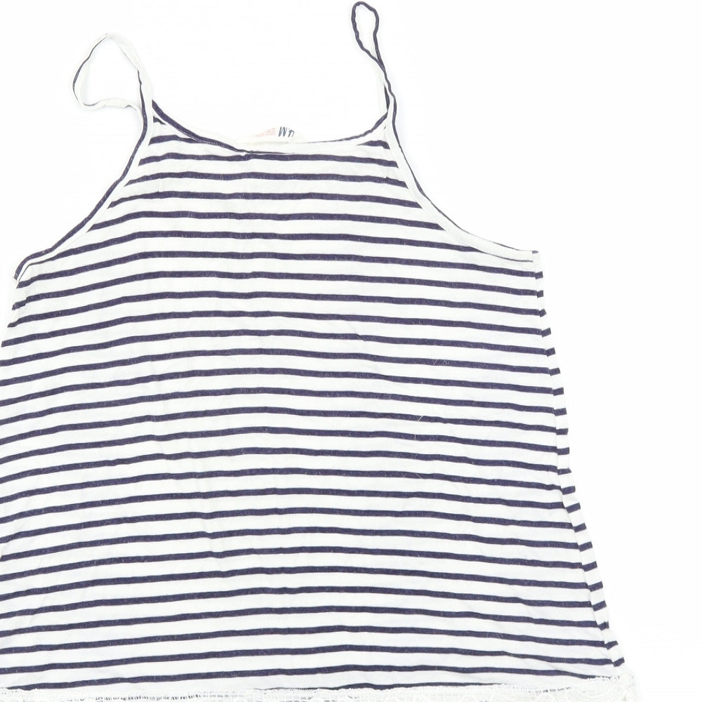 H&M Girls Blue Striped  Camisole T-Shirt Size 14 Years