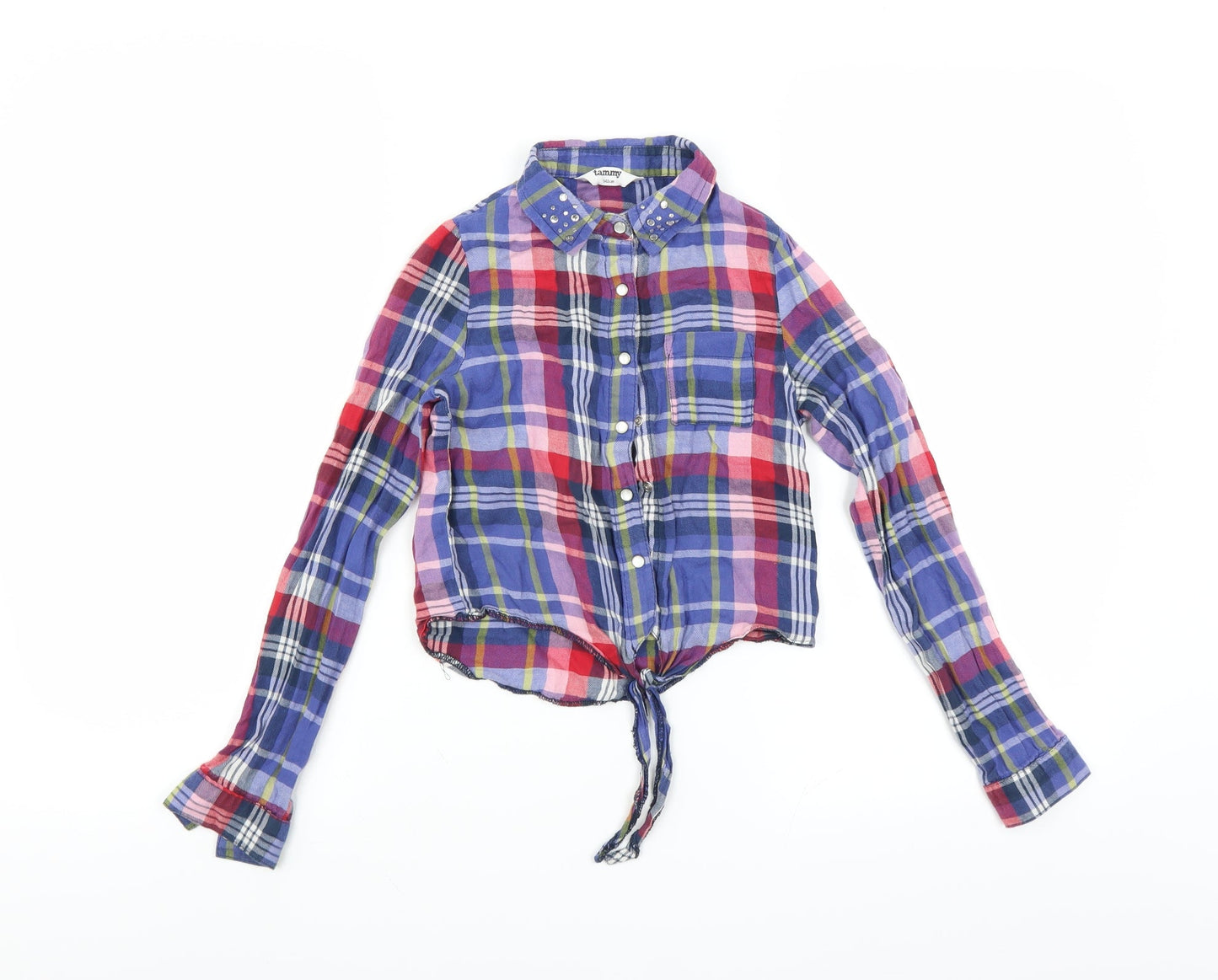 Tammy Girls Blue Plaid  Basic Casual Size 10 Years